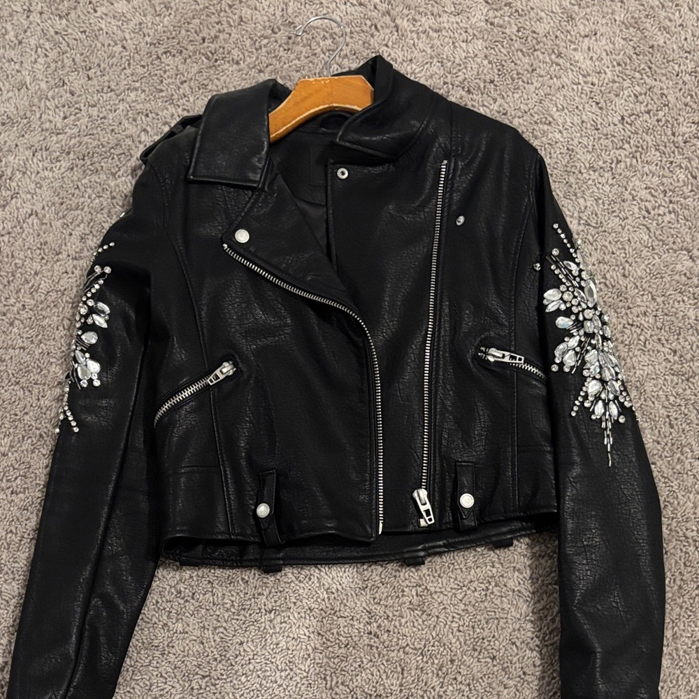 Blank NYC Embellished Black Leather Jacket